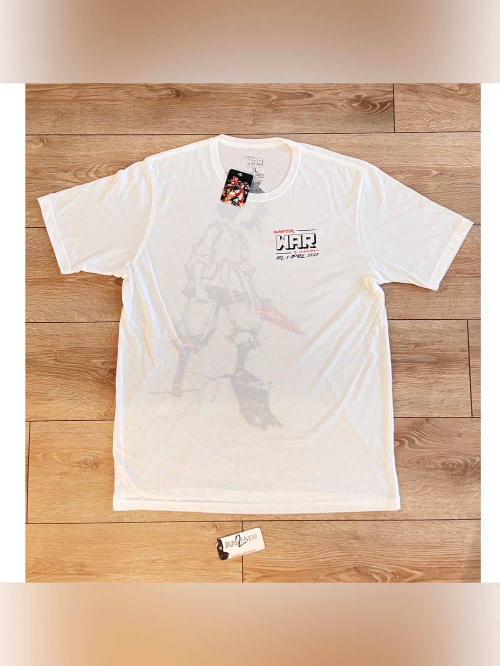 Martial War Themed Graphic White Men's T-Shirt